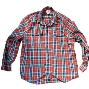 Timberland Men’s Shirt XXL Plaid Rust Brown